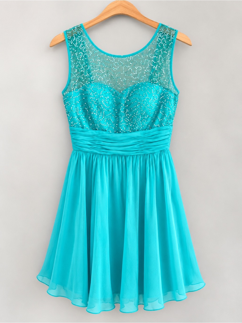 Women’s Turquoise Sequin Chiffon Party Dress – Size Medium – New With Tags